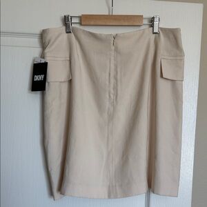 DKNY Cream Pencil Skirt with Cargo Flap Pockets